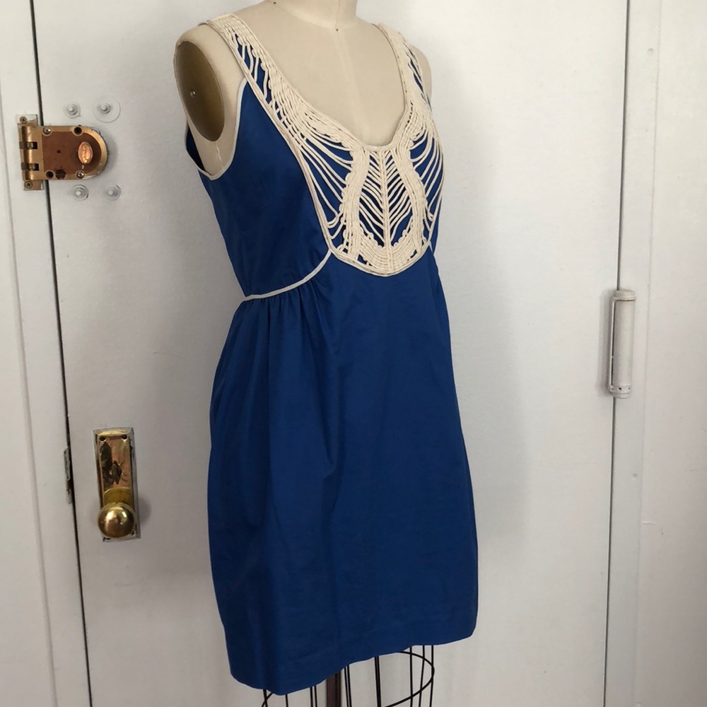 Blue cotton embellished sun dress 4/6